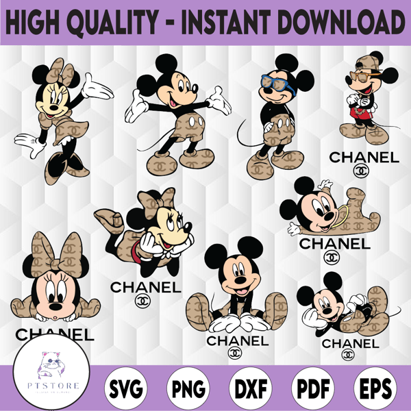 Mickey And Minnie Chanel Svg, Minnie Mouse Chanel Svg Mickey - Inspire  Uplift