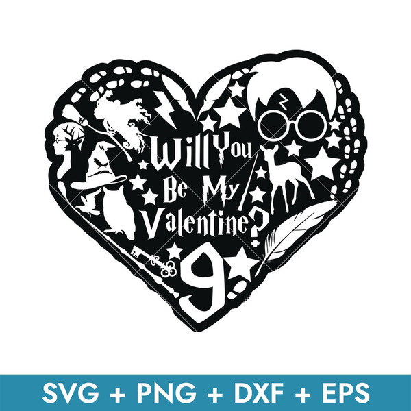 Will You Be My Valentine Svg, Harry Potter Heart svg, harry potter quotes svg