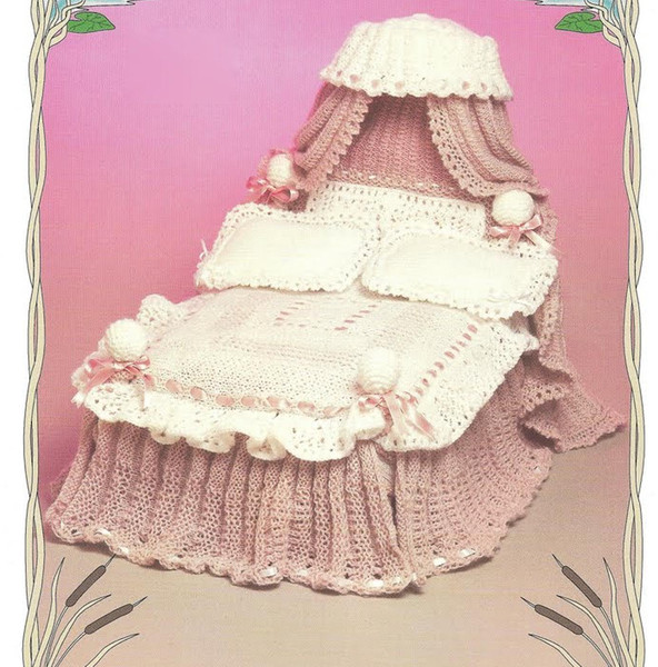 Barbie, Vintage Knitting Pattern Pelmet & Curtains, Valance, Pillow Set, Duvet Cover.jpg