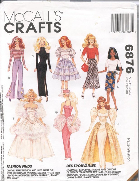 Vintage Sewing Patterns McCall's 6876 Barbie doll patterns.jpg