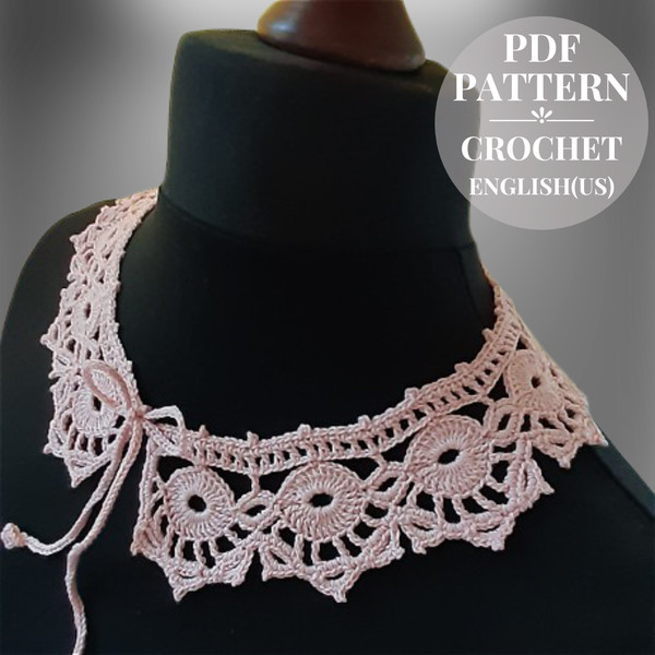 Crochet pattern lace detachable collar. Crochet removable co