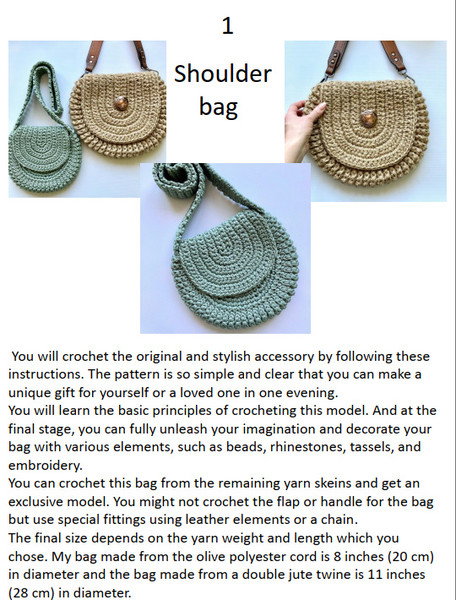 Crocheted Shoulder Bags Simple Pattern PDF for Beginners Jut - Inspire ...
