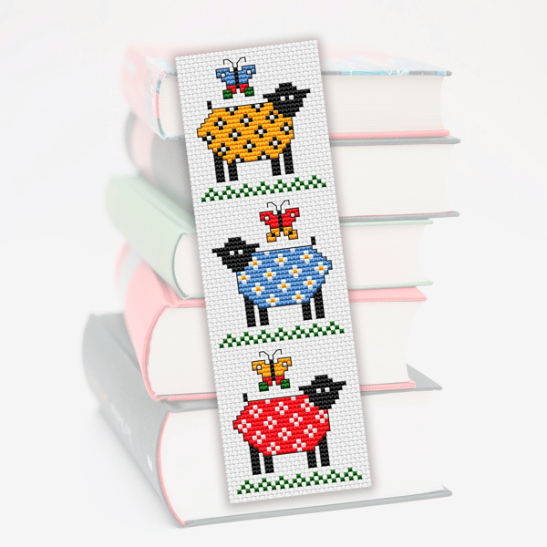 cross stitch bookmark pattern cute sheep
