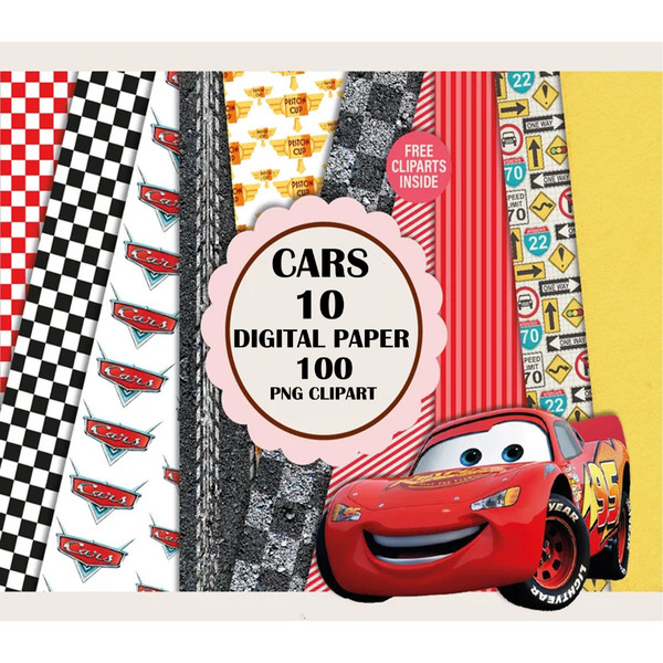 Cars Lightning Mcqueen Clipart Digital PNG Printable 