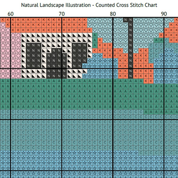 Natural Landscape Illustration Counted Cross Stitch Pattern Colour 601 x 601.jpeg