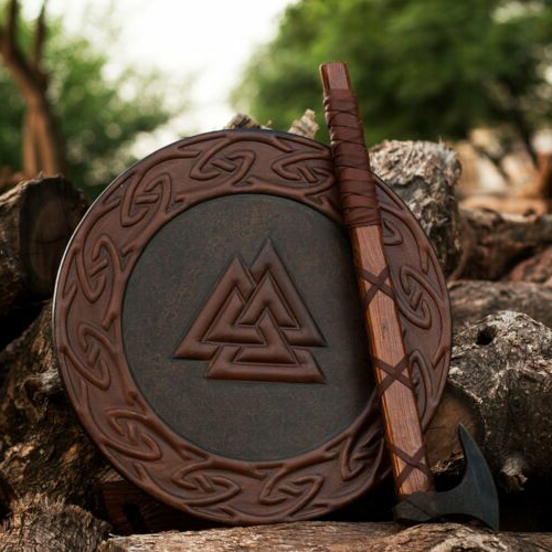 Medieval Wooden Viking Shield, Handmade Warrior Shield, Armor, Axe, Round 24 Inch, Personalization, Home Decor, Battle Play, Gift, Anniversary, Wedding, Viking