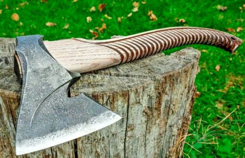 Custom Handmade Tomahawk, Engraved Viking Axe, Carbon Steel Axe, Beautiful Axe Gift, Leather Sheath, Wooden Gift Box (2).jpg
