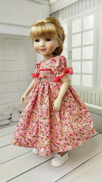 Little Darling floral print smocjed dress with red trim-5.jpg