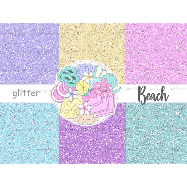 Bright tropical sparkle digital glitter for crafting, stickers and planner. Blue metal texture. Yellow glitter background. Turquoise glitter background. Purple