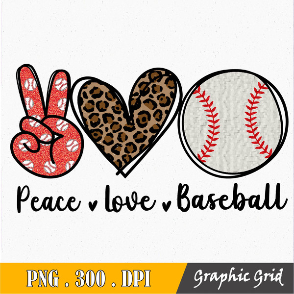 Peace Love Baseball Sublimation Design