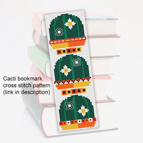 cacti cross stitch bookmark pattern