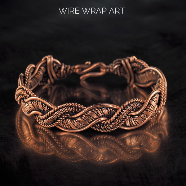 wirewrapart wire wrap art pure copper wire wrapped bracelet bangle handmade antiqued antiqued jewelry jewellery heady wire wrap art emf protection statement acc