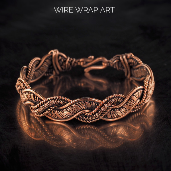wirewrapart wire wrap art pure copper wire wrapped bracelet bangle handmade antiqued antiqued jewelry jewellery heady wire wrap art emf protection statement acc