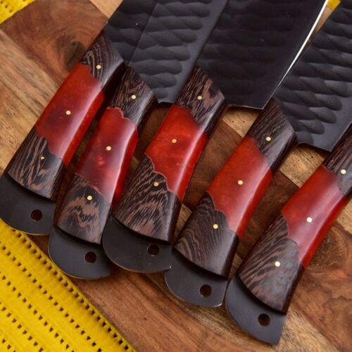 Custom knives Handmade knives Forged carbon steel Chef knife Kitchen knives Chef set High-quality knives Sharp blades Wooden handles Rust-resistant knives (2).j