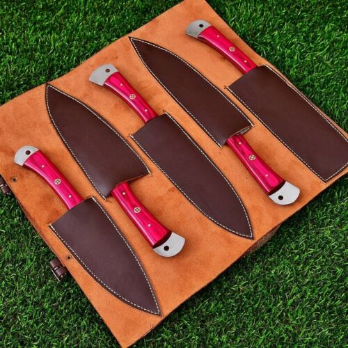 Knife set Damascus steel Professional chef knives Cutlery Steak knives Kitchen knives High-quality knives Sharp blades Rust-resistant knives Wooden handles Chef
