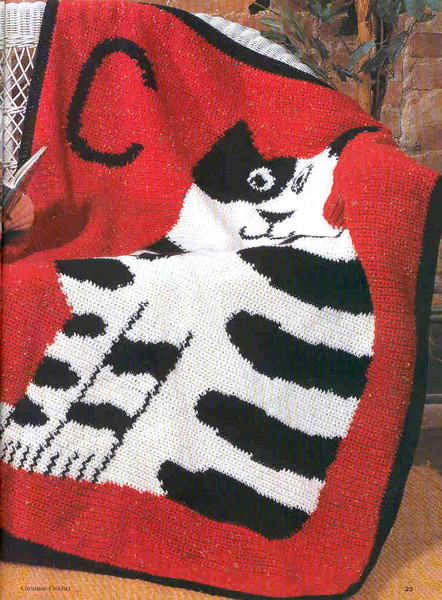 Cat Afghan Crochet Vintage Pattern