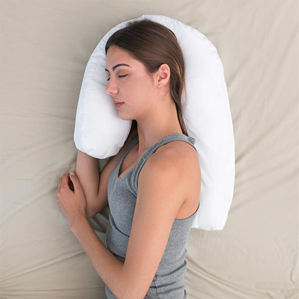 Side Sleeper Pillow | J Pillow for Side Sleeping | Side Sleeper Pillow with  Ear Hole | Swan Pillow Shape | Neck & Spine Alignment for Sleeping | Side