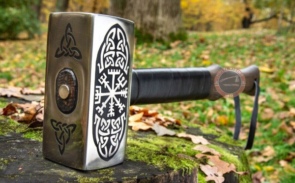 Viking Battle Hammer, Medieval War Hammer, Engraved Viking Hammer, Handmade Thor Hammer, Hand Forged Hammer, Father's Day Gift, Thor Hammer.jpg