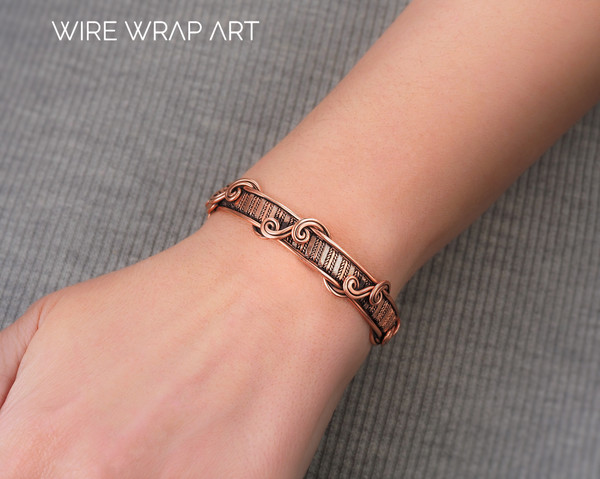 wirewrapart wire wrap art pure copper wire wrapped bracelet bangle handmade wrapping jewelry woven (3).jpeg