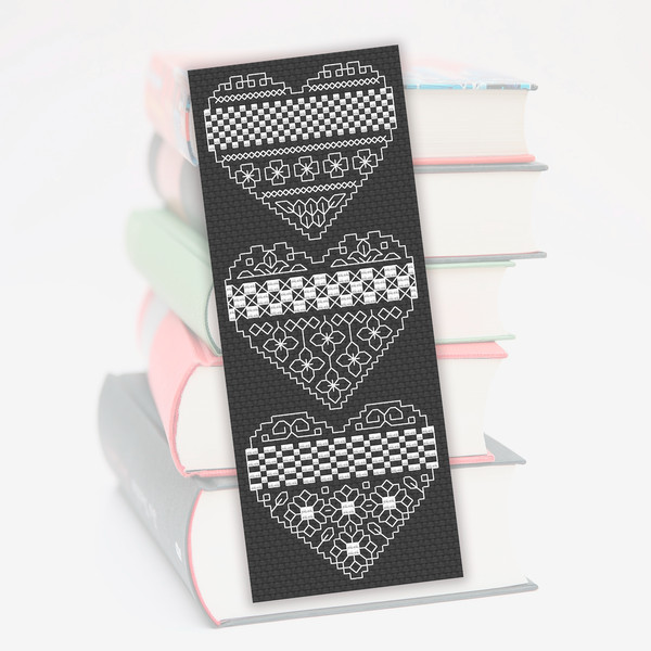 blackwork embroidery bookmark pattern