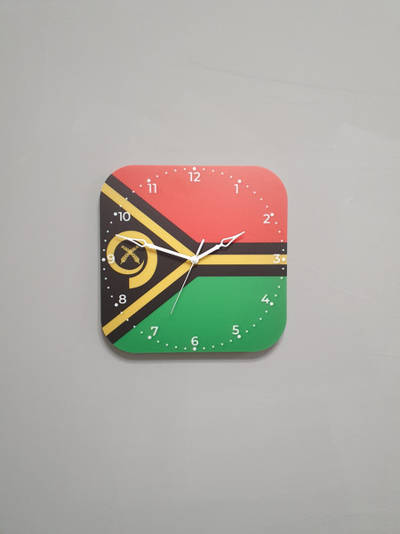 Vanuatu flag clock for wall, Vanuatu wall decor, Vanuatu gifts (Vanuatuan)