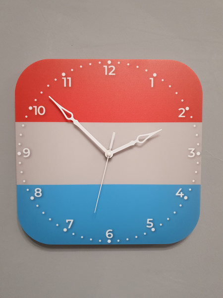 Luxembourgish flag clock for wall, Luxembourgish wall decor, Luxembourgish gifts (Luxembourg)