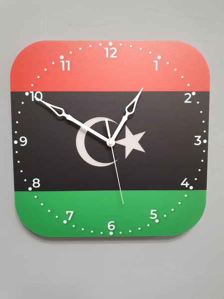 Libyan flag clock for wall, Libyan wall decor, Libyan gifts (Libya)