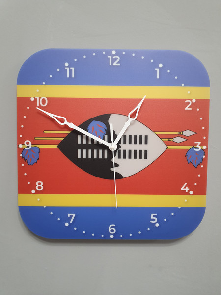 Swazi flag clock for wall, Swazi wall decor, Swazi gifts (Eswatini)