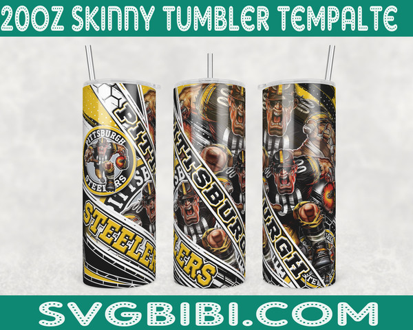 Pittsburgh Steelers Grunge Tumbler Wrap, 20oz Skinny Straigh - Inspire  Uplift