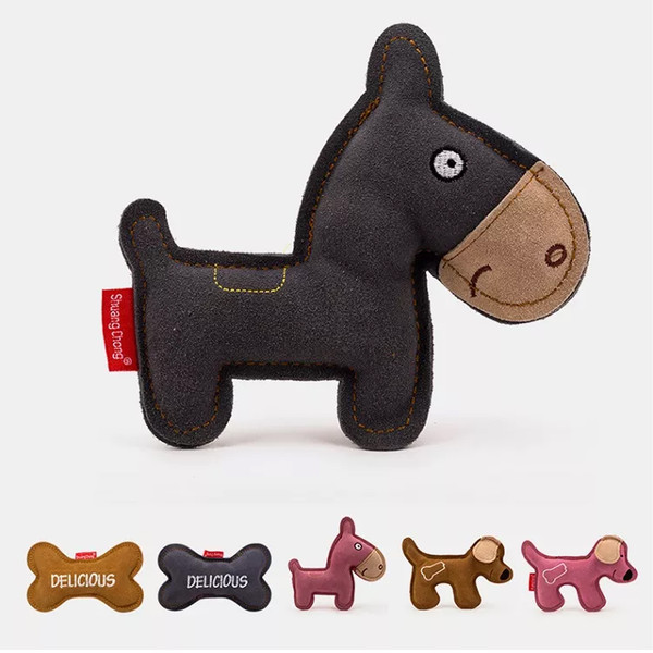 Bone & Horse Shape Leather Dog Chew Pet Toys (11).jpg