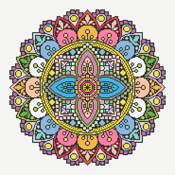 Flower Mandala Cross Stitch Pattern | EC Fine Designs - Inspire Uplift