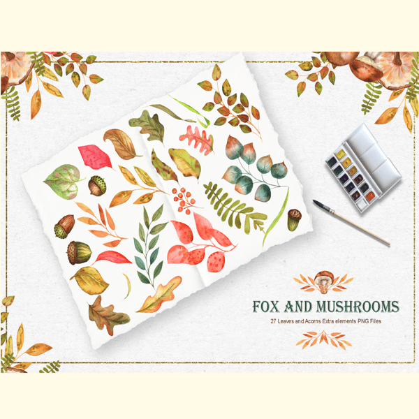 Fox and Mushrooms Watercolor Set_ 5.jpg