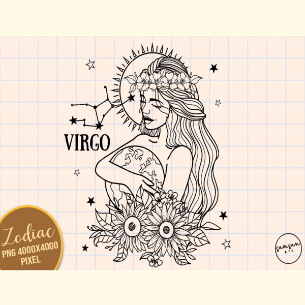 Virgo Floral Zodiac Sign Sublimation.jpg