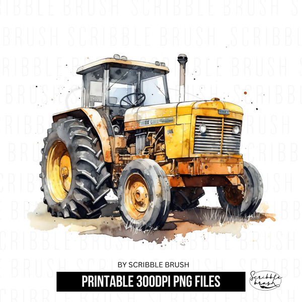 Yellow Tractor Sublimation PNG Design.png