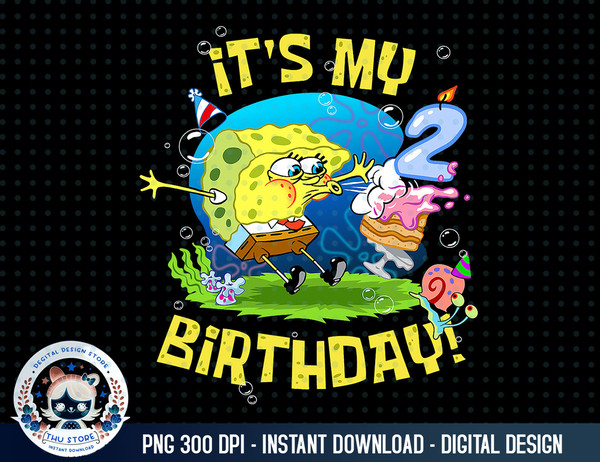 Mademark x SpongeBob SquarePants - Spongebob It's My 2nd Birthday Cake B-Day Baby Spongebob T-Shirt copy.jpg