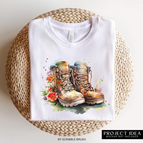 Watercolor Hiking Boots Sublimation PNG.png