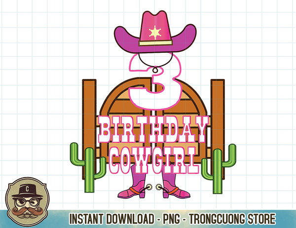 3rd Birthday Cowgirl 3 Years Old Girl Rodeo Lover Party T-Shirt copy.jpg