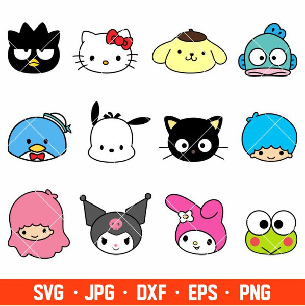 Sunflower Sanrio Characters Bundle Svg, Sanrio Svg, Hello Kitty Svg, Kawaii  Svg, Cricut, Silhouette Vector Cut File