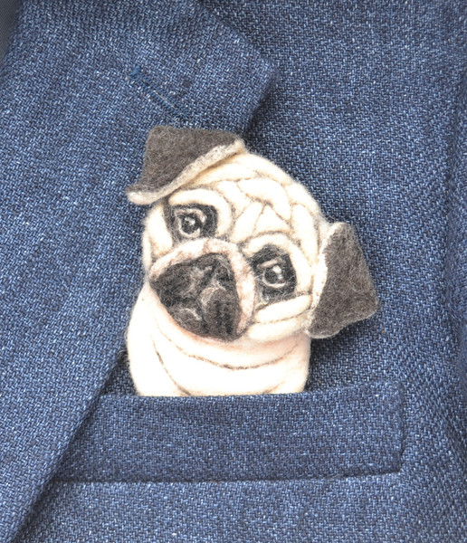 Animal brooch pug dog Custom pet portrait.JPG