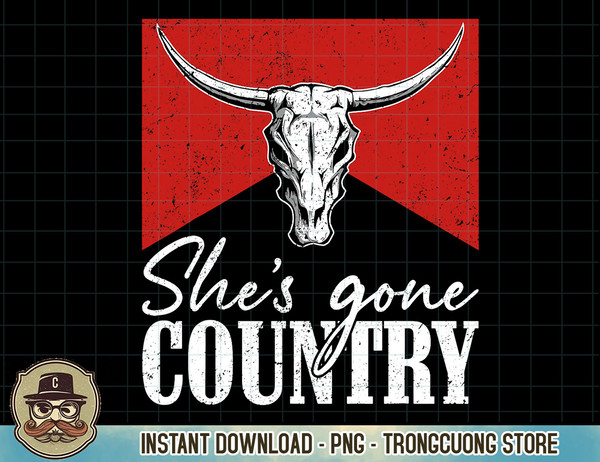 She's Gone Country Music Howdy Rodeo Bull Skull Western T-Shirt copy.jpg