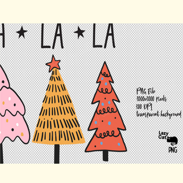 Hand Drawn Christmas Trees PNG Fa La La_ 0.png