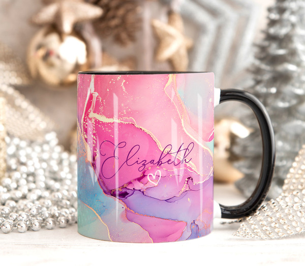 Repeating Name Personalized Coffee Mug 11 oz.- Pink