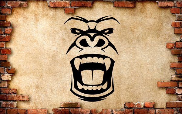 Angry Gorilla Face Sticker A Wild Animal, Gorilla Head