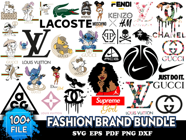 100 Fashion Brand Bundle, Trending Svg, Pink Logos Svg - Inspire Uplift