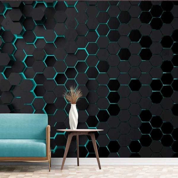 Versatile-3D-Hexagonal-Wallpaper-Blue-Lighting..jpg