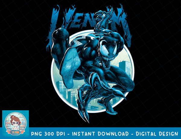 Marvel Venom Deep Blue Circle Logo Graphic T-Shirt T-Shirt copy.jpg