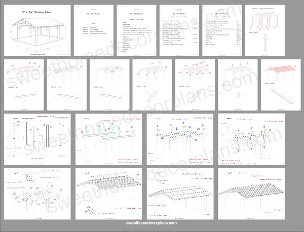 Diy 16 х 24 gable pavilion plans in pdf-1.jpg