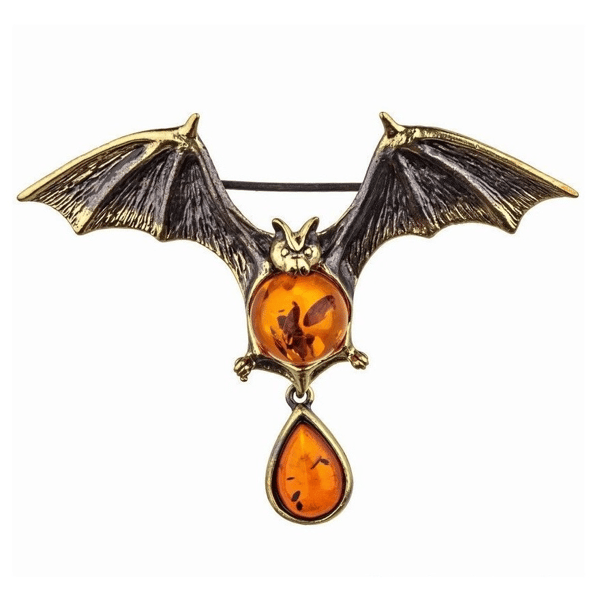 Bat brooch pin Halloween Jewelry brooch Bat Jewelry Animal brooch Gold brass Amber Orange Fall jewelry brooch.jpg