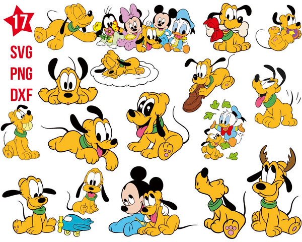 baby pluto disney svg, baby pluto and mickey svg, baby pluto and friends  svg png