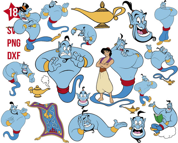 disney Aladdin svg, Genie of the lamp svg, Princess Jasmine - Inspire Uplift